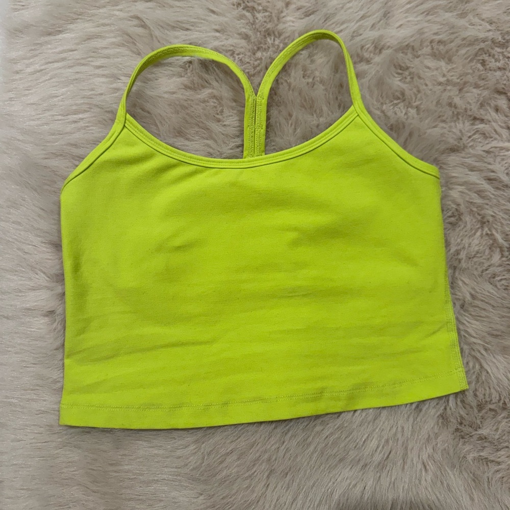 Beyond Yoga Neon Green Cropped Tank Sports Bra | Size M